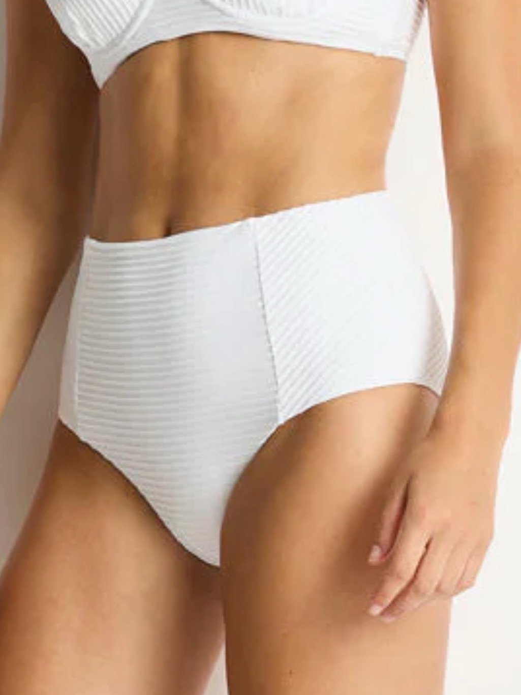 Aerie White Ribbed High-Rise Bikini Bottom